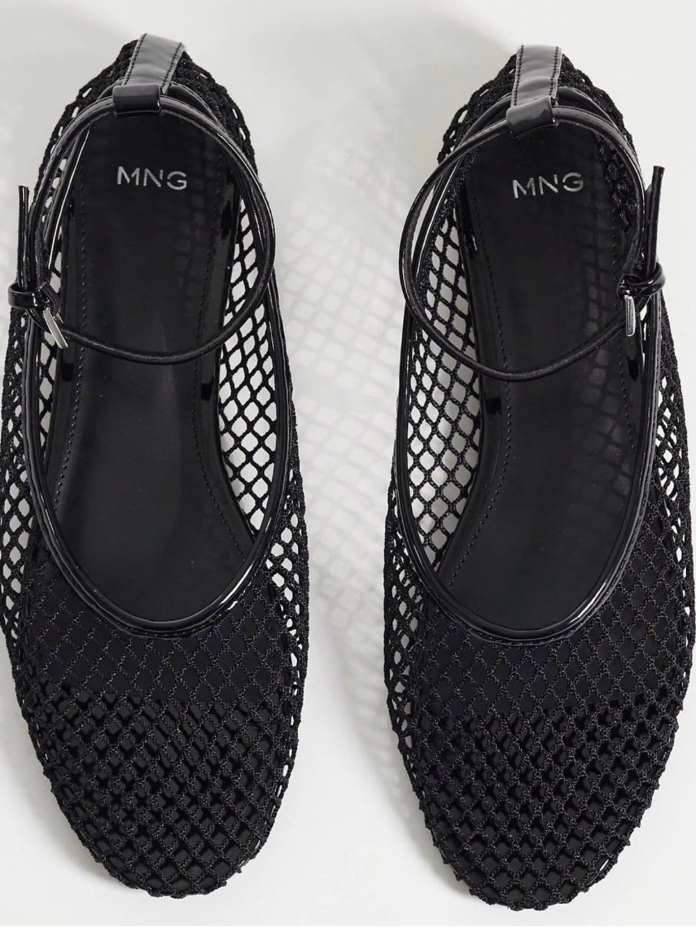 Mango Black Mesh Ballet Flats w/removable ankle Strap - Picture 3 of 7